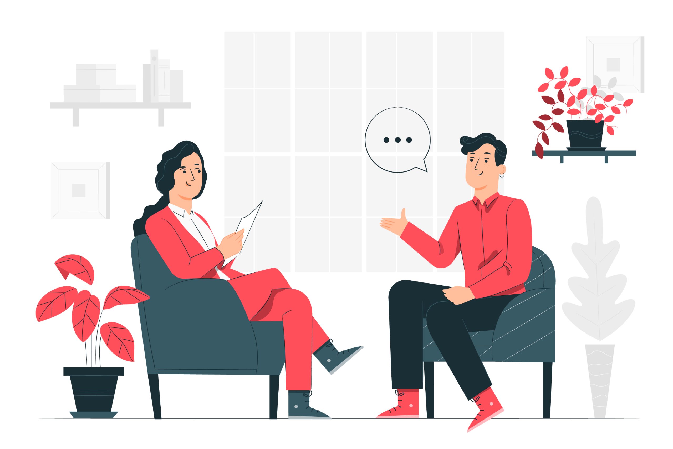 An illustration of people having an interview together